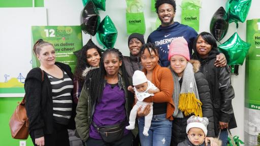 In Minneapolis, families were eager to meet Jordan Bell of the Minnesota Timberwolves. Cricket brought winners together at authorized retail locations to receive their prizes and meet area celebrities.