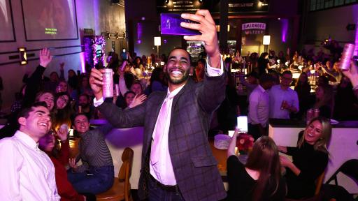 Mike Johnson invites Bachelor Super Fans to Join Him in a Toast to the Quest to Find Love with Smirnoff Seltzer Pink Apple Rosè in Brooklyn on Monday.
