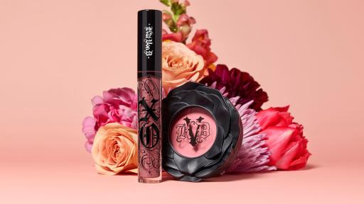 NEW KVD Vegan Beauty XO Vinyl Lip Cream in Carnation & Everlasting Blush in Peony