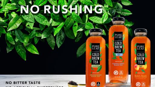 New Pure Leaf Cold Brew Iced Tea takes a &ldquo;no-rush&rdquo; approach. Tea Masters brew tea leaves for 3x longer and at a lower temperature resulting in a refreshing and smoother tasting iced tea.