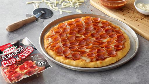 Baked Pizza on tray, fresh out of the oven