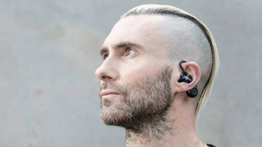 Adam Levine wearing Shure AONIC 215 True Wireless Sound Isolating Earphones