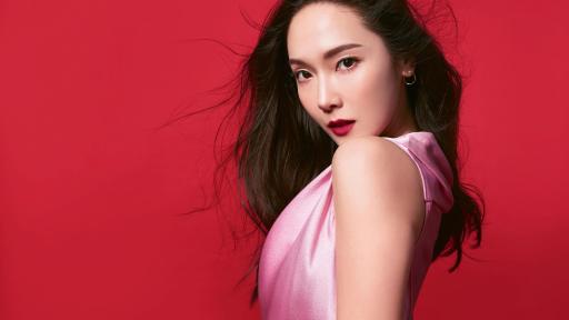 Jessica Jung against a red background