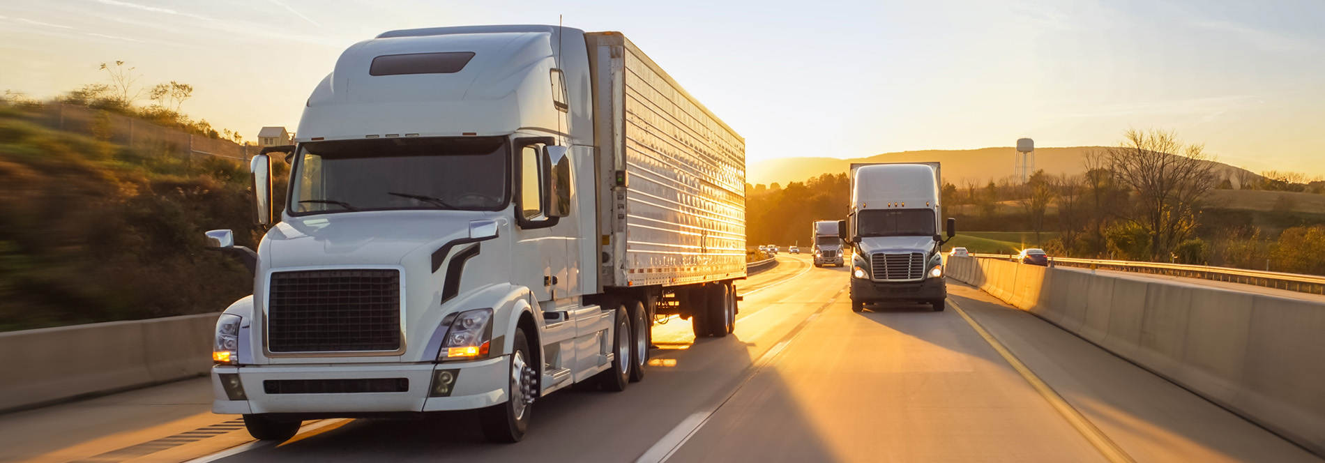 Trucks going down the road