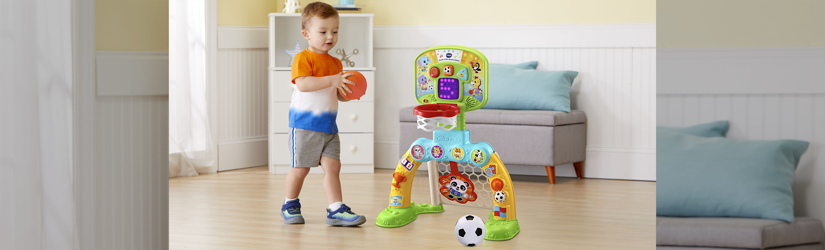 Kid playing with the VTech Sports Center