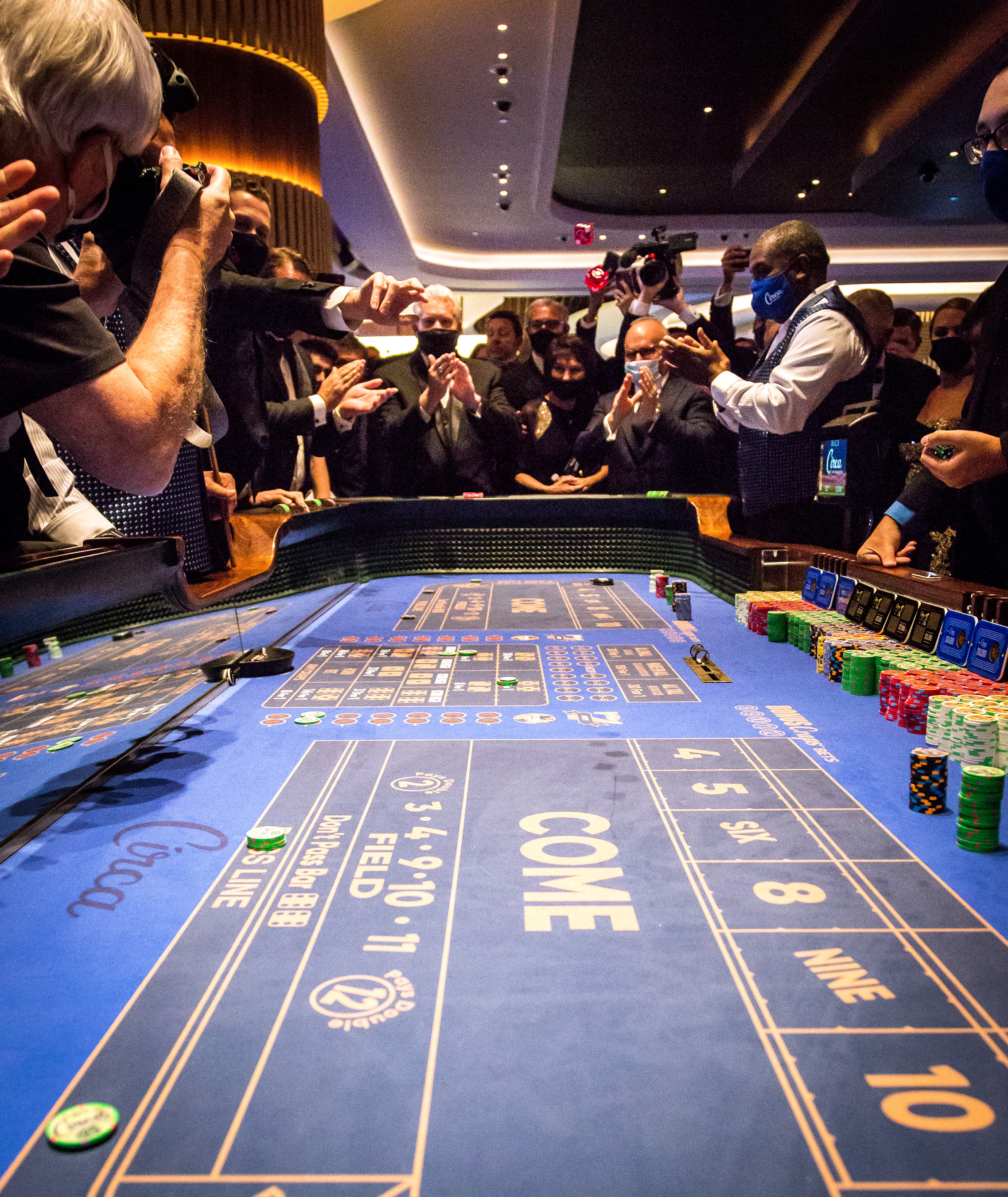 Casino table with people