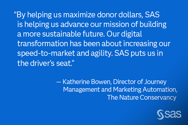 The Nature Conservancy uses SAS for speed and agility, hallmarks of a resilient organization.