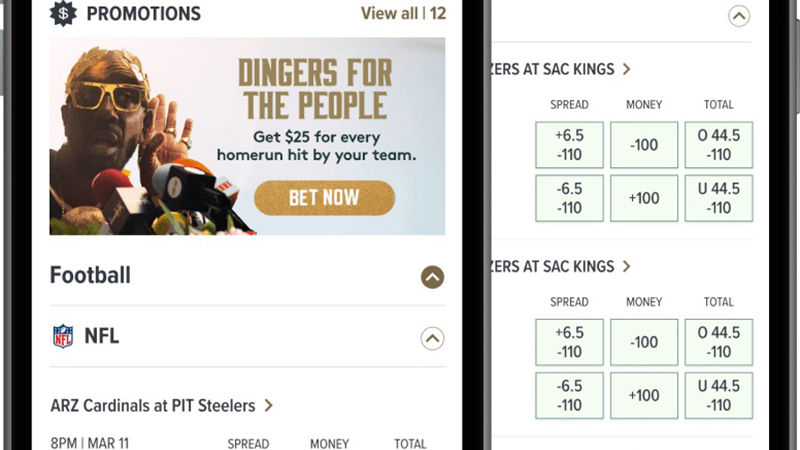 Caesars Sportsbook app customer interface preview
