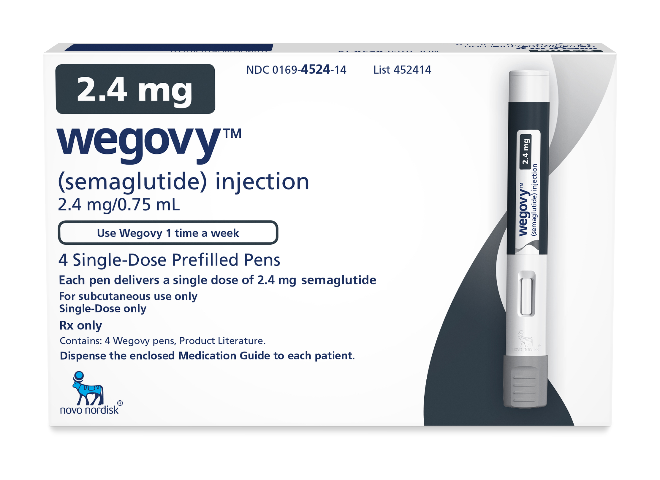 Wegovy™ (semaglutide) injection 2.4 mg product photos