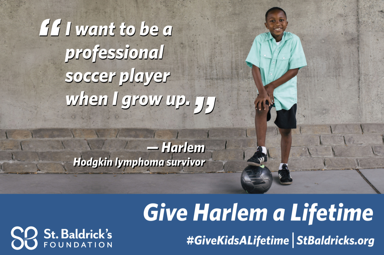 Harlem, a Hodgkin lymphoma childhood cancer survivor.
