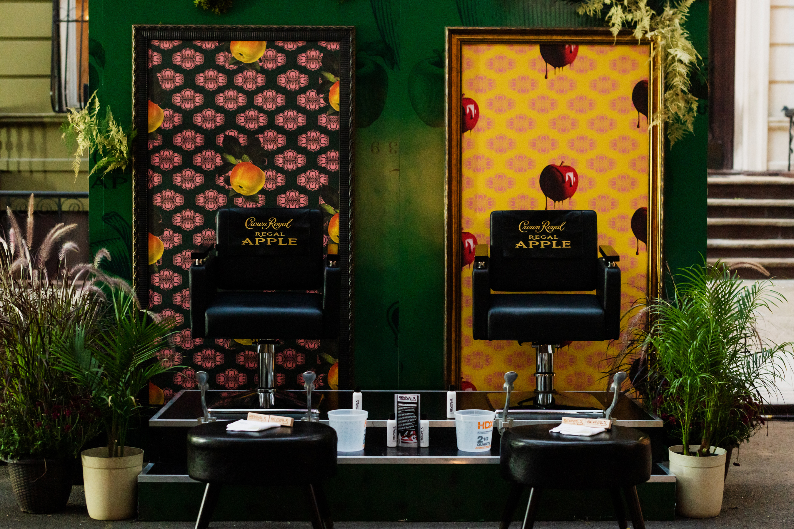 Crown Royal Regal Apple showed up ahead of the colorful evening of Regal Renaissance with a 360 degree photo experience and sneaker cleaning booth to help guests stay fresh all night.