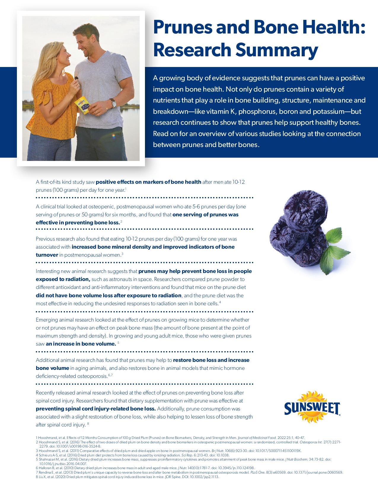 Sunsweet Bone Health Research Summary