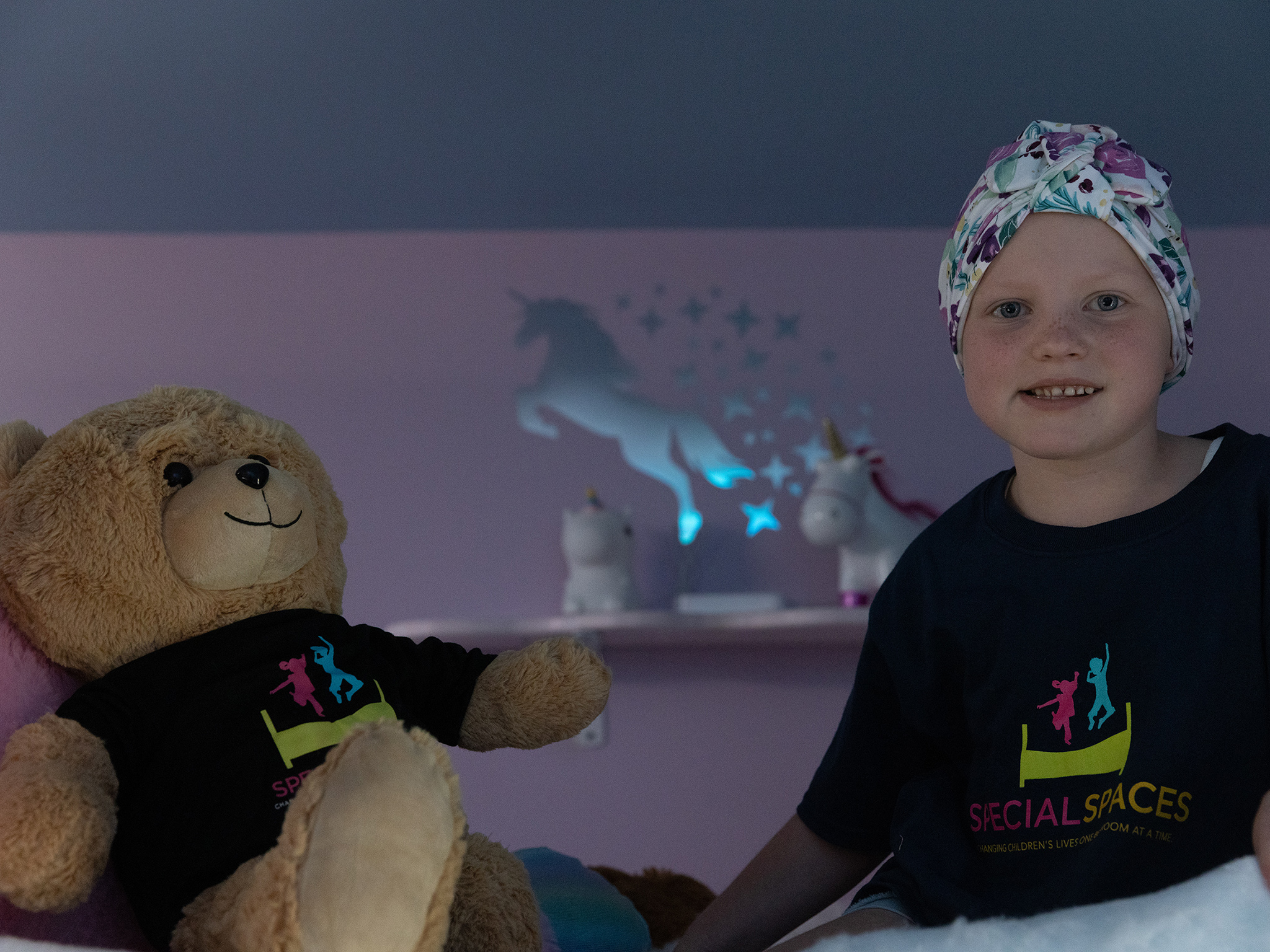 Shea enjoying her new bedroom