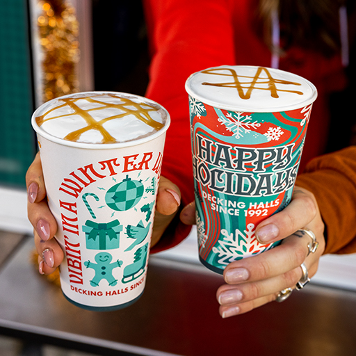The highly anticipated holiday cup designs and all holiday offerings are featured now through the end of December.