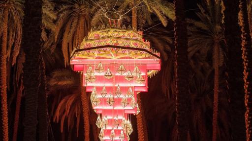 Rashed AlShashai’s installation view at Mabiti AlUla, Saudi Arabia.