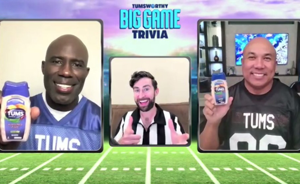 BIG GAME MVPs Terrell Davis and Hines Ward battled in a special head-to-head challenge hosted by comedian Scott Rogowsky to promote TUMSworthy Big Game Trivia.