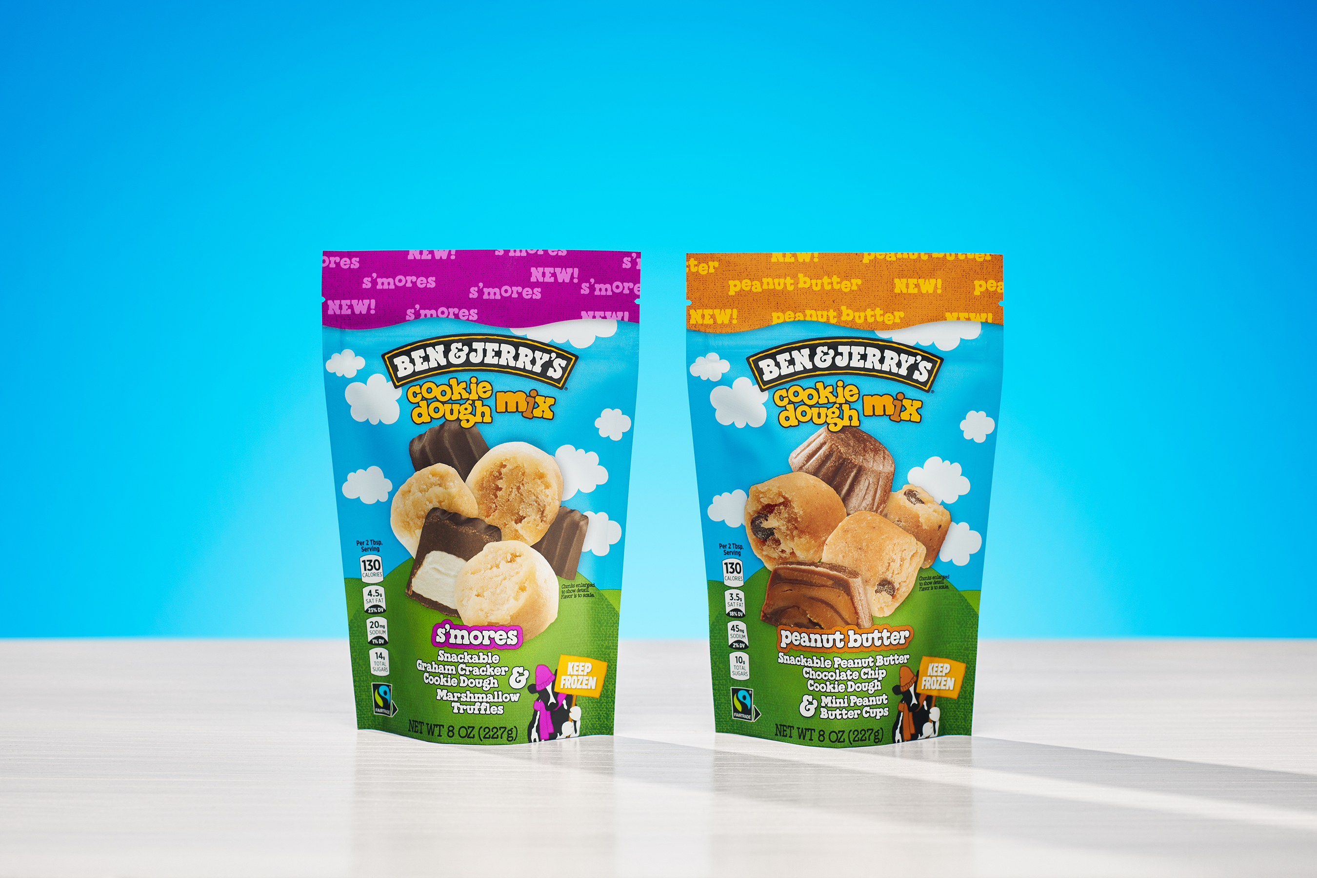 Ben & Jerry’s newest Cookie Dough Mix flavors are unveiled featuring cookie dough mixed with candy! S’mores or Peanut Butter?