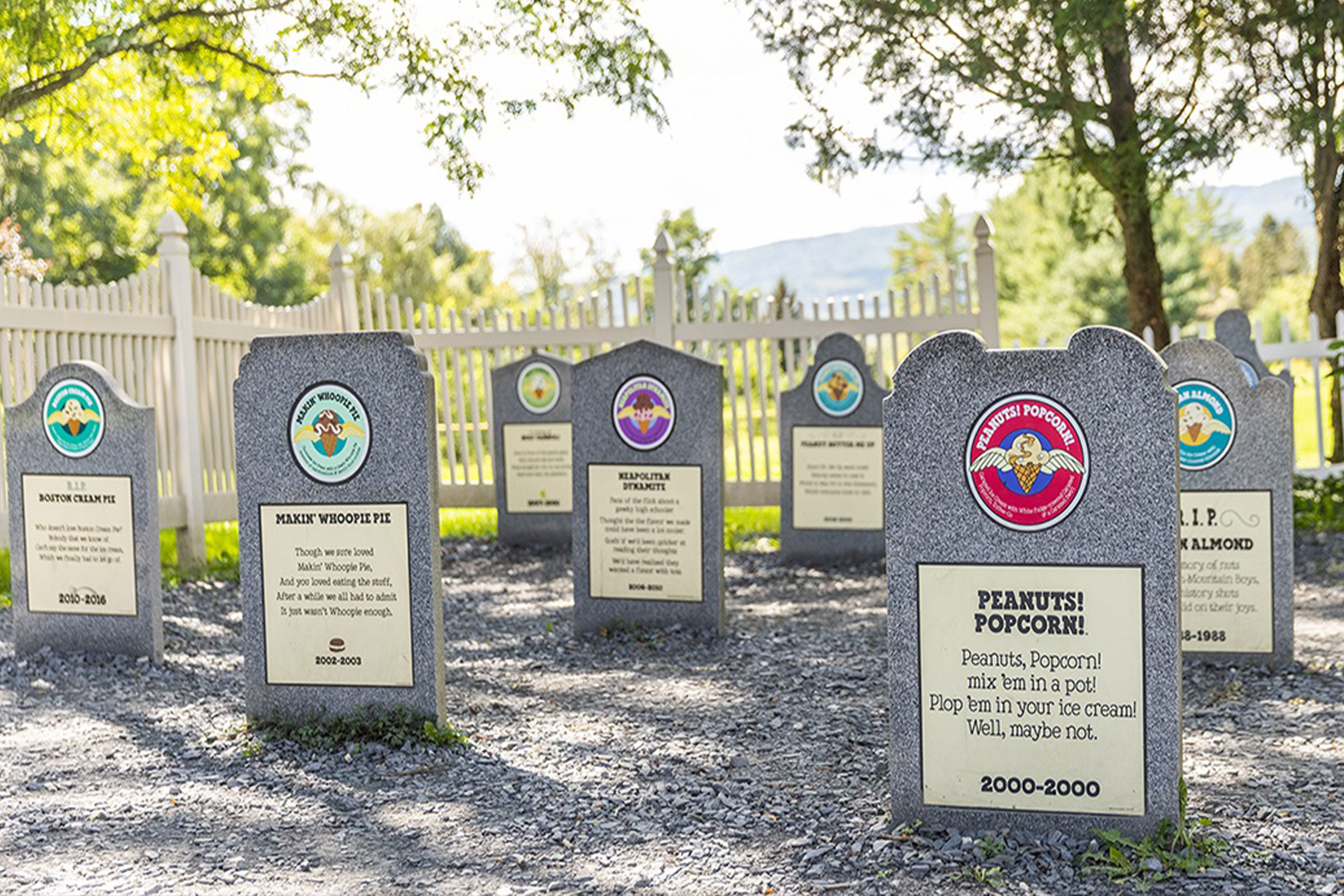 Ben & Jerry’s Flavor Graveyard is one of Vermont’s most popular tourist sites. About 350,000 people visit the dearly “de-pinted” in an average year.