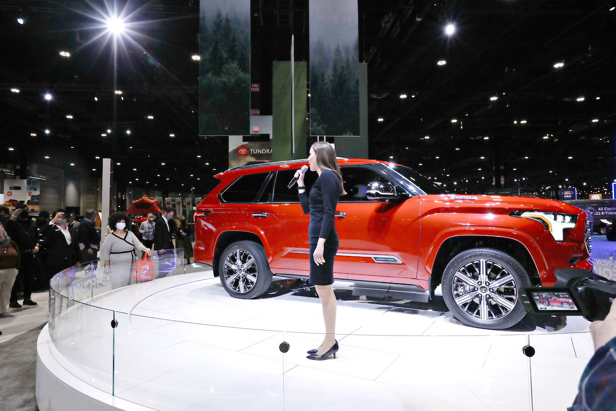 Auto Show, red suv on stage