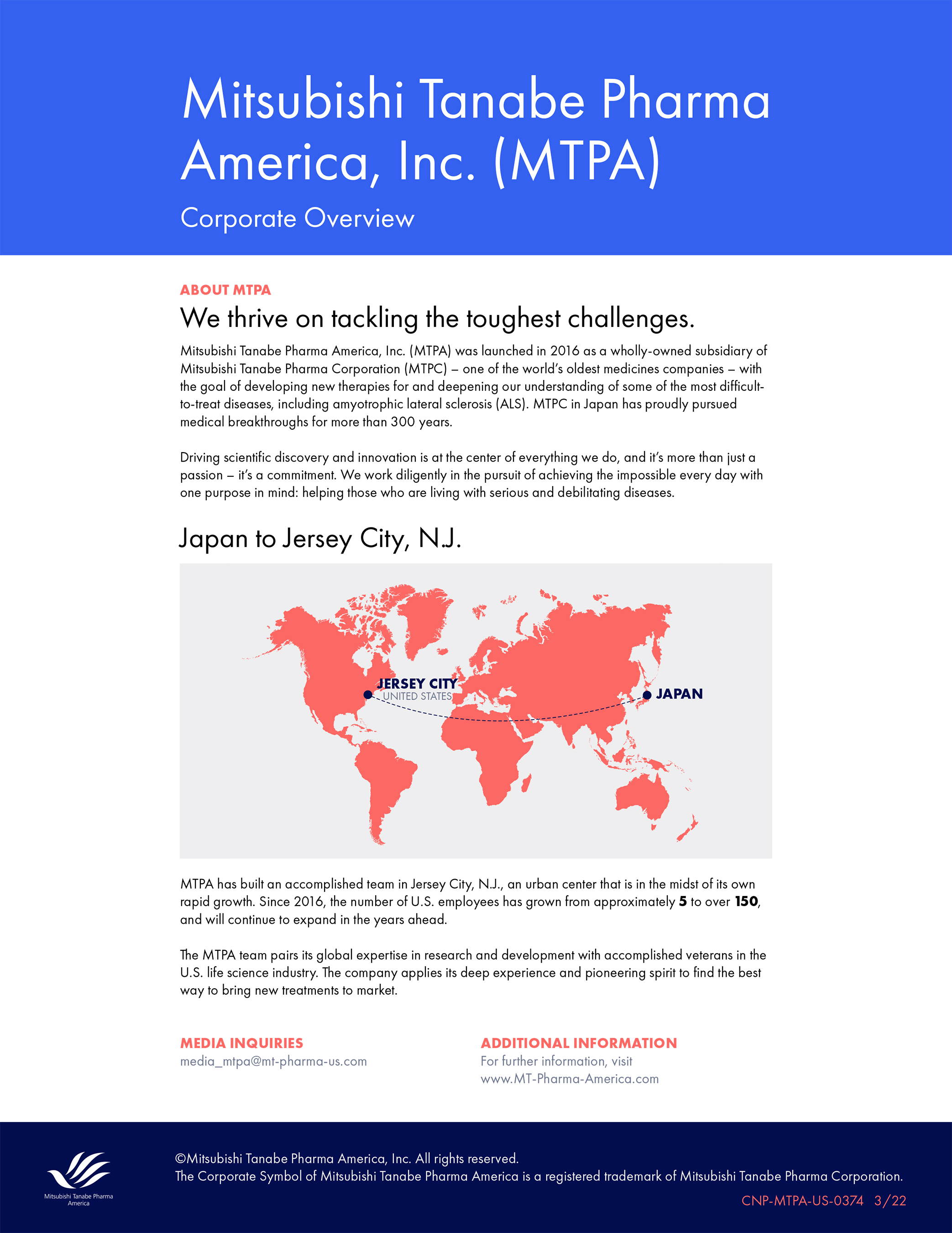 Mitsubishi Tanabe Pharma America Fact Sheet