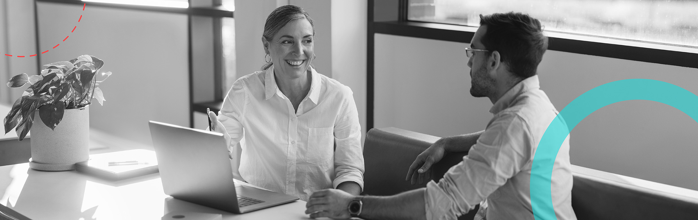 Hero Banner of two people talking