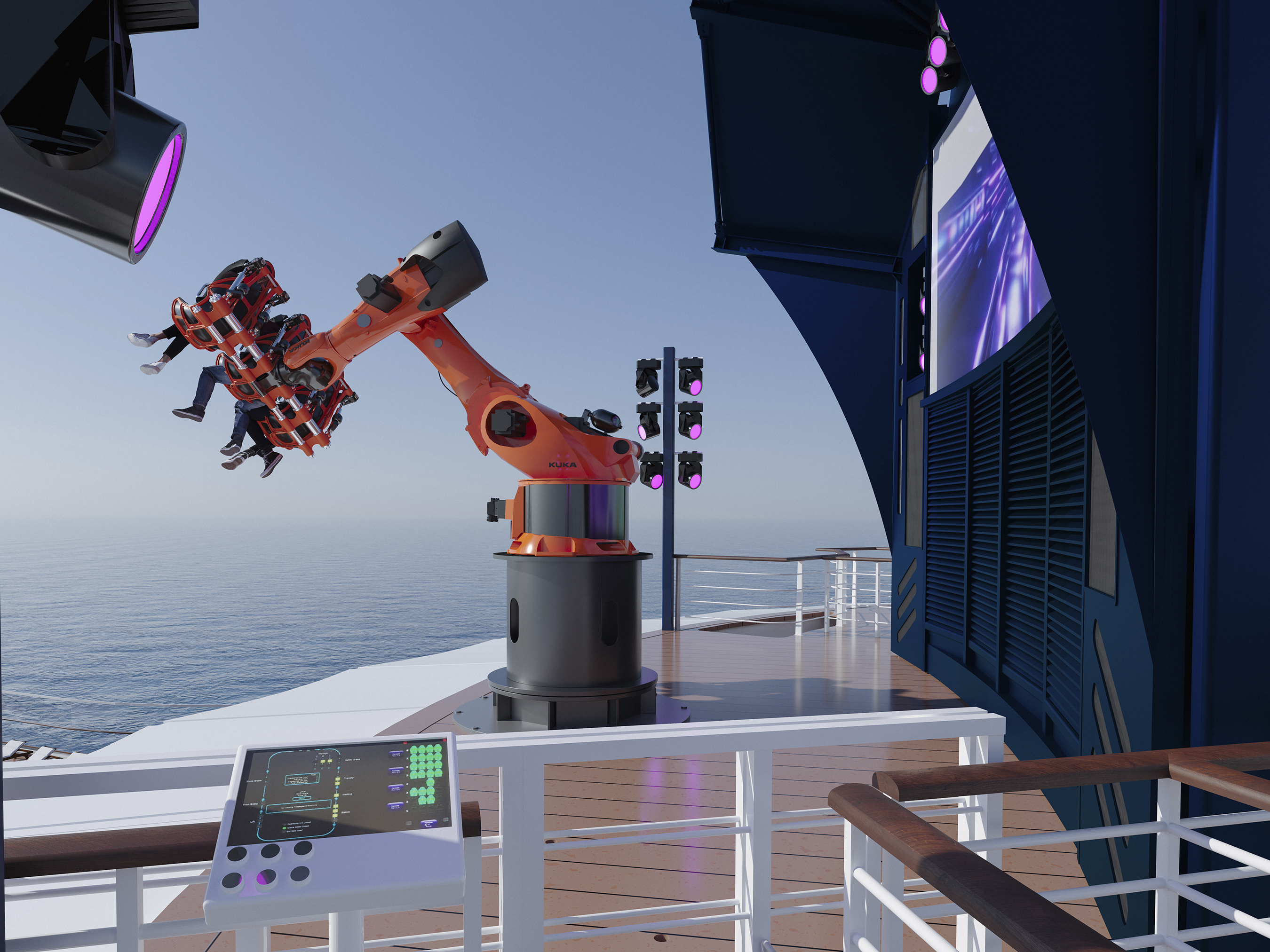 ROBOTRON will fly guests nearly 175 feet over the sea onboard MSC Seascape.
