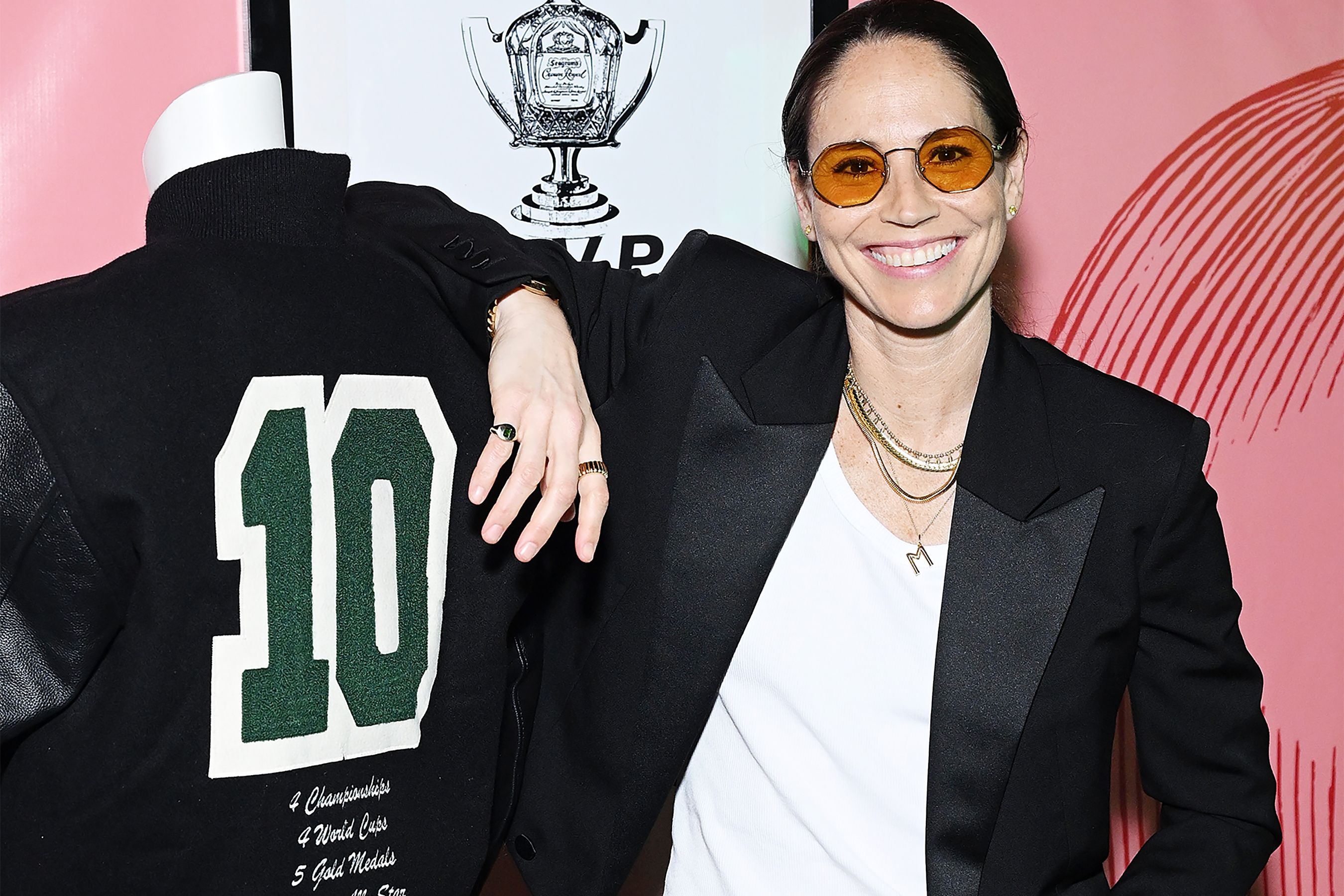 Sue Bird’s customized jacket was created with inspiration from Crown Royal Regal Apple and Franchise Magazine.