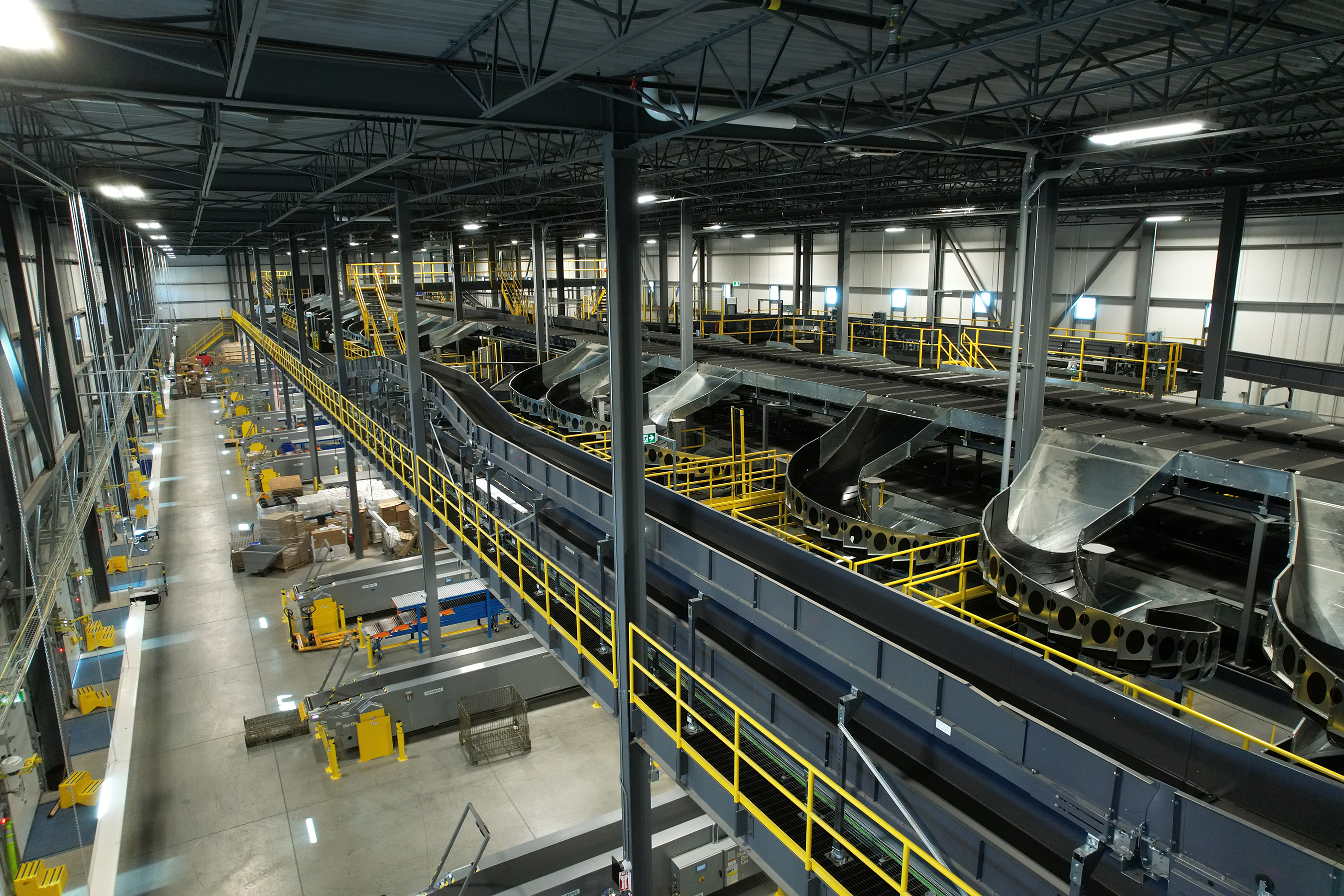 A snapshot of Purolator’s conveyor system, spanning over 4 km, inside its new National Hub sortation facility.