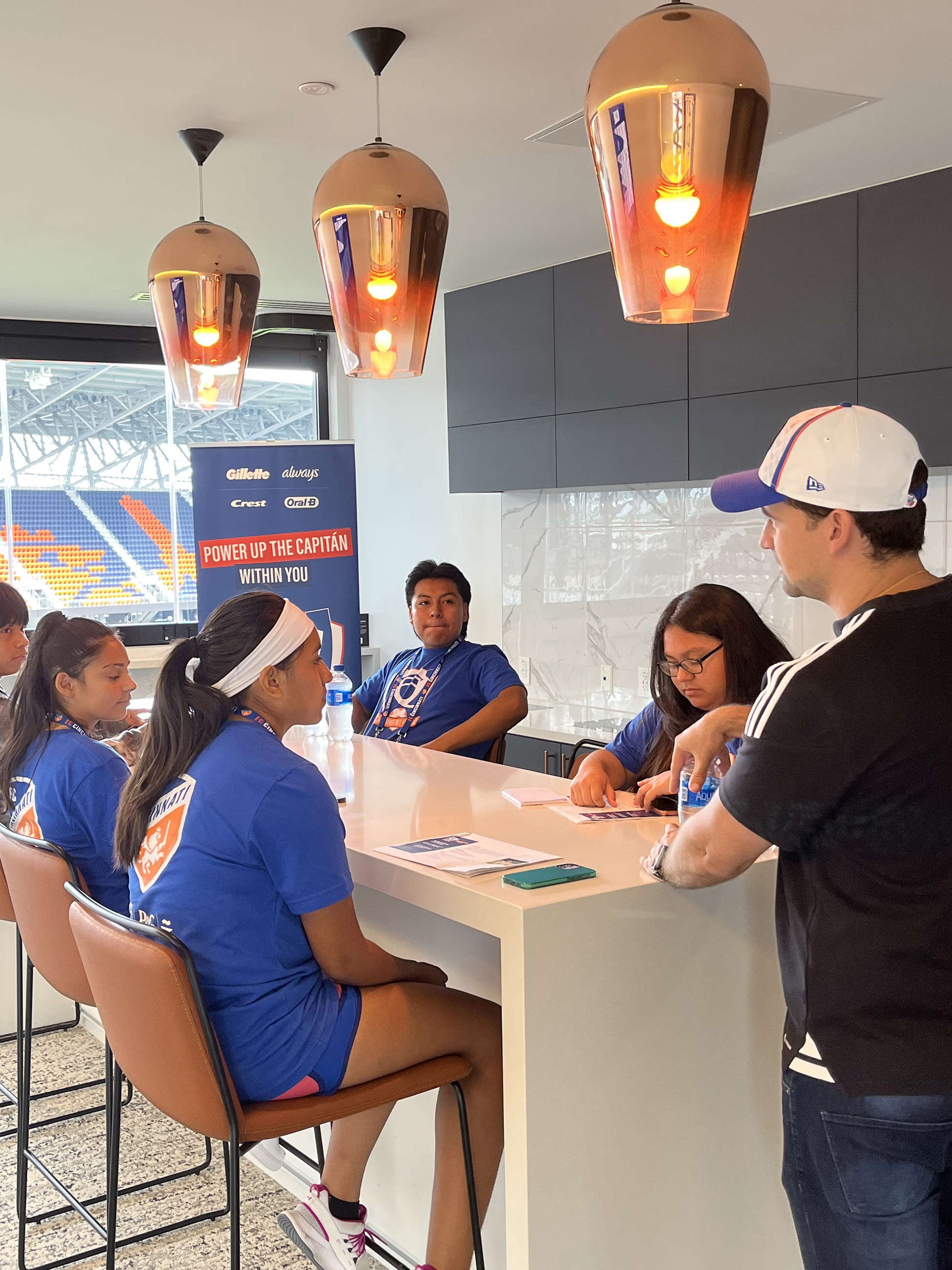Latino students get behind-the-scenes perspective at a Capitanes del Futuro event hosted at the FC Cincinnati stadium.