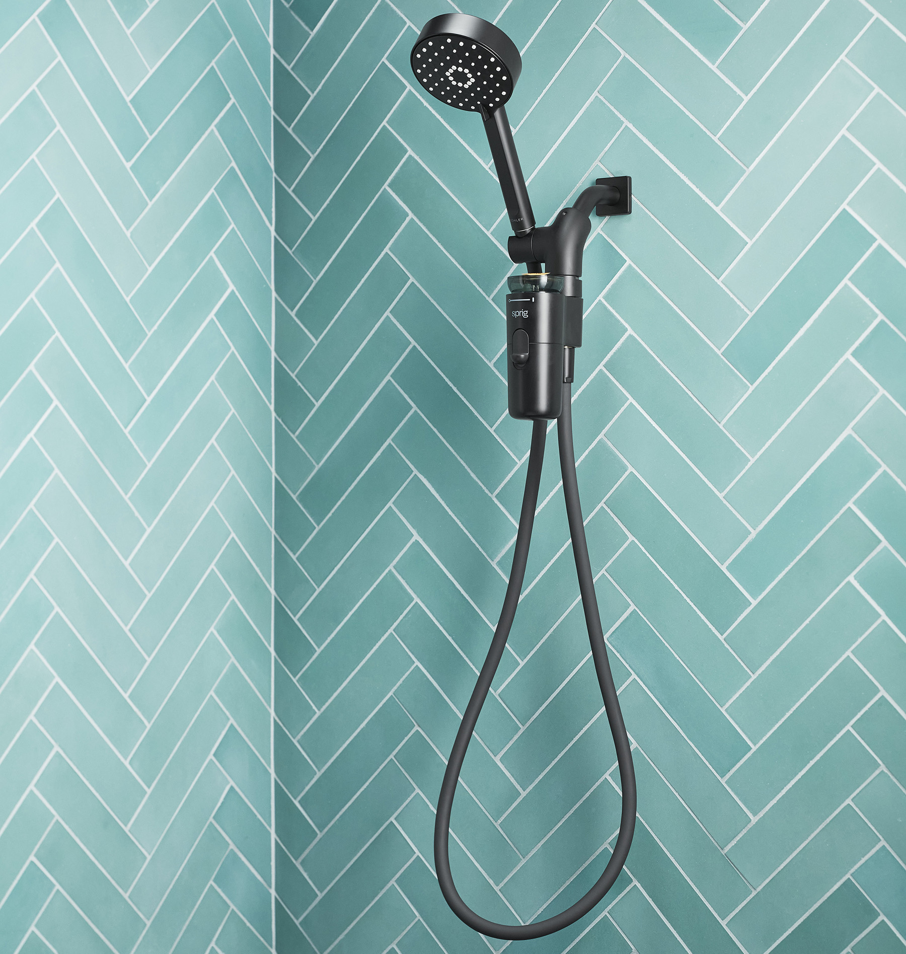 Showerhead on blue