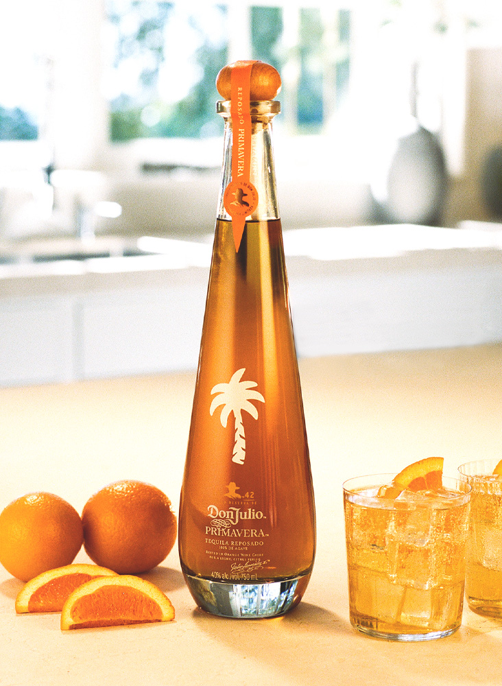 Palmavera Cocktail featuring the limited-edition Reposado tequila that’s finished in European casks, which previously held wine infused with macerated orange peel, for a light citrus taste.