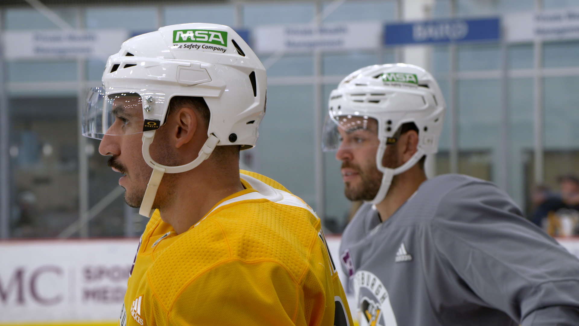 Pittsburgh Players wearing the away game helmets during training camp.