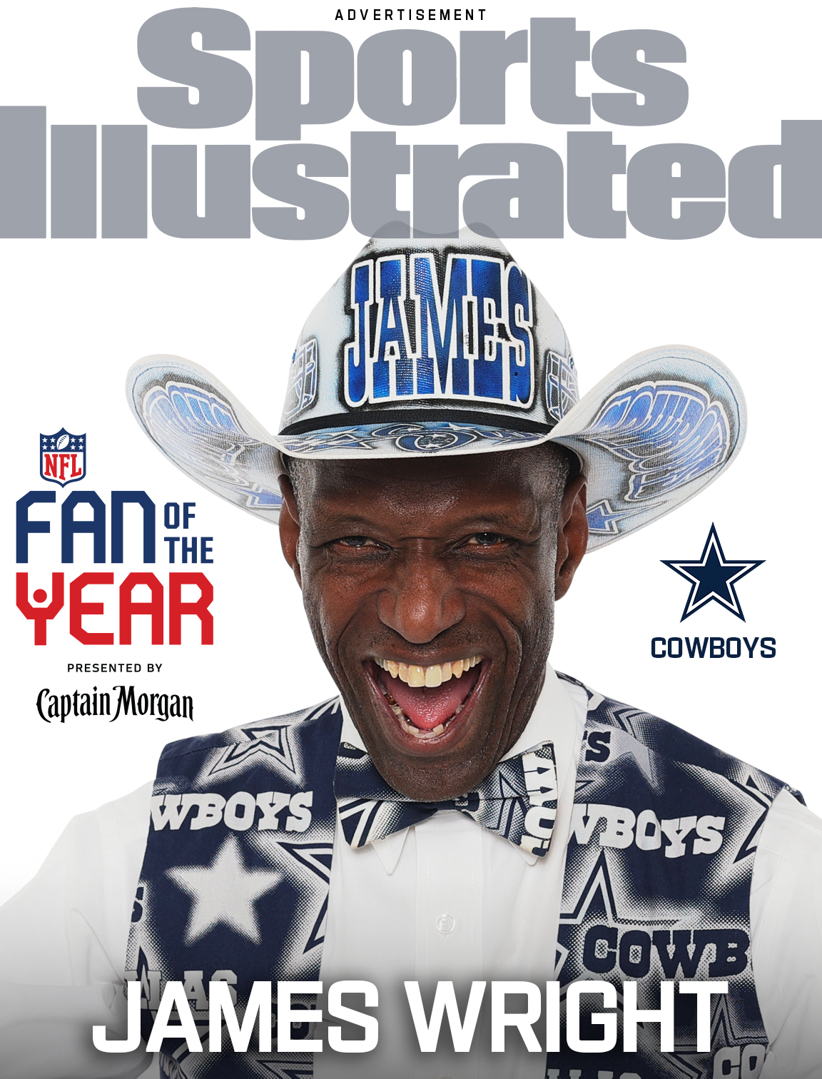 Dallas Cowboys Fan of the Year James Wright will appear in a high-impact cover peel ad execution and custom spread creative in the February issue of Sports Illustrated.