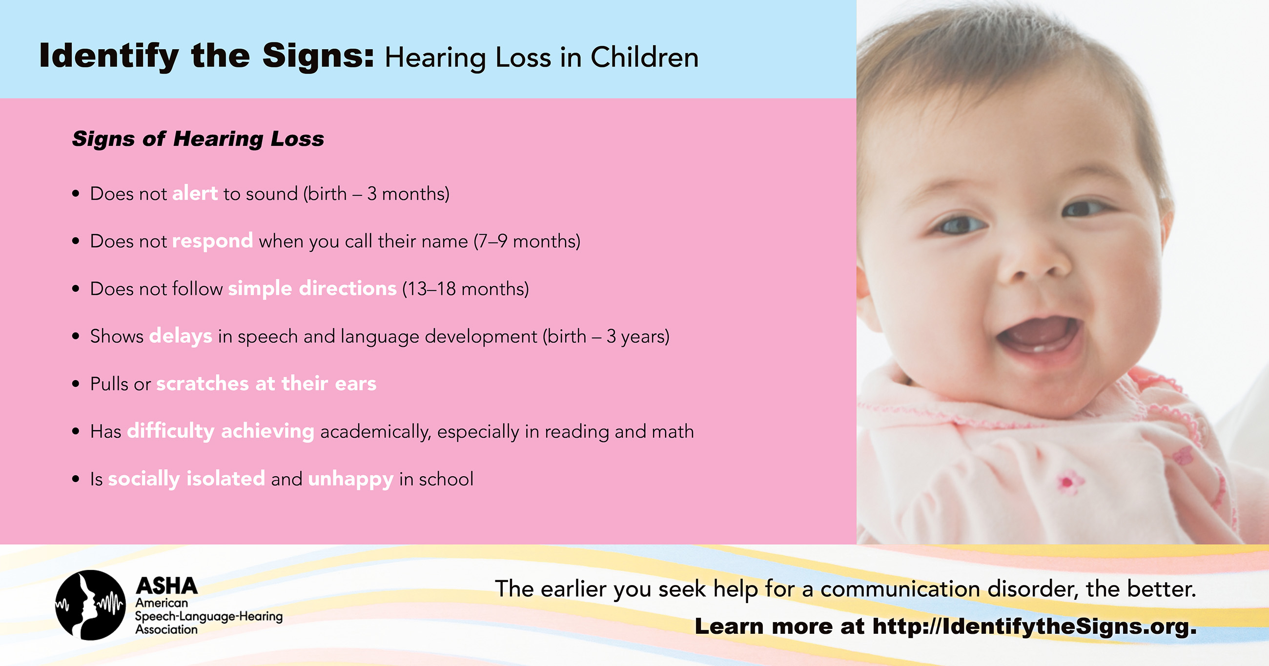 Learn the signs of hearing loss in children.