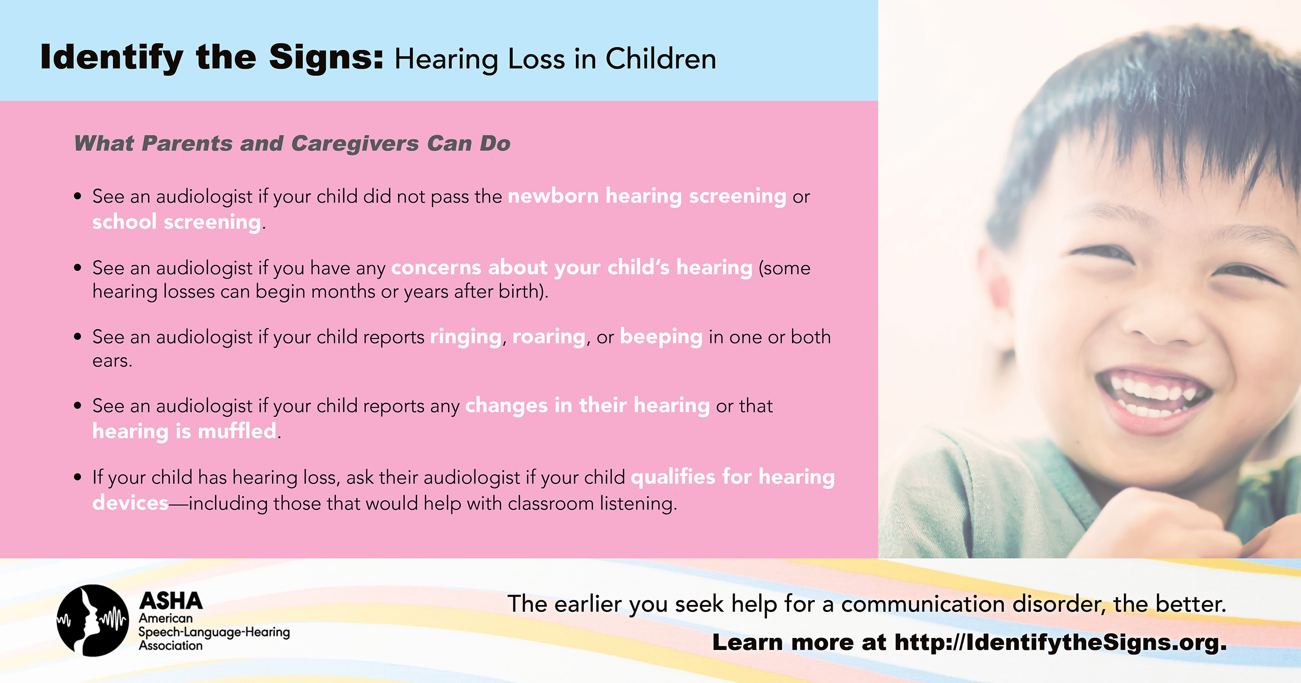 Tips for caregivers to help a child with hearing loss.