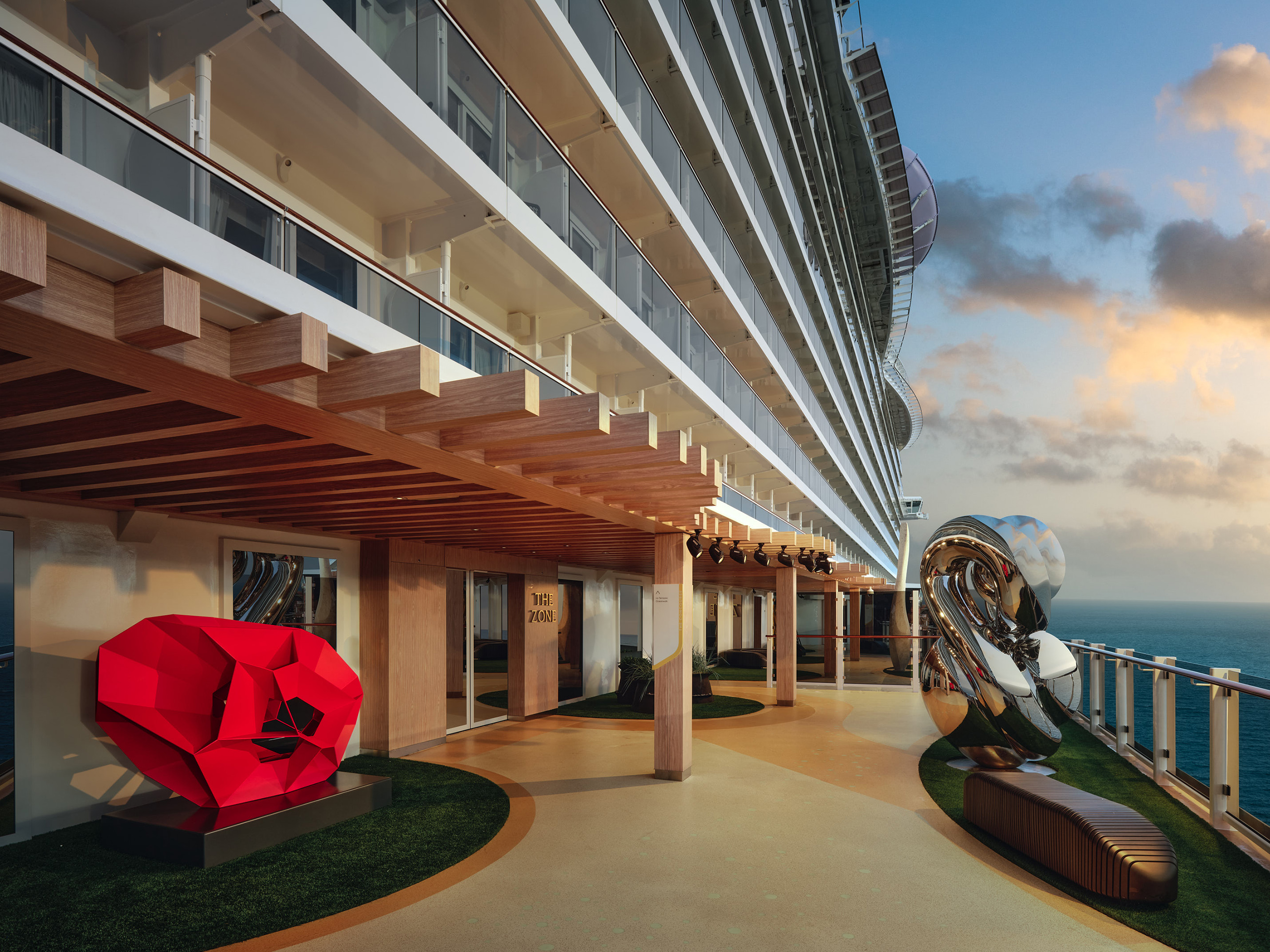 The Concourse outdoor sculpture garden has been completely reimagined aboard Norwegian Viva, displaying works from six returning artists who have had their works on display across the Norwegian Cruise Line Holdings Ltd. fleet.