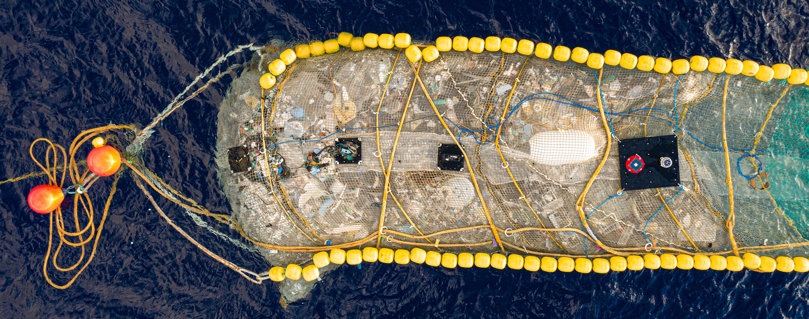 oceanic garbage in a net