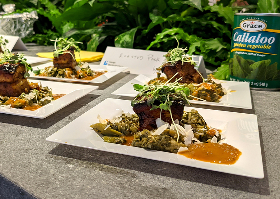 The winning dish of the prestigious “Convince Anyone to Eat Their Vegetables” award, featuring GraceKennedy’s Callaloo in Saltwater product.
