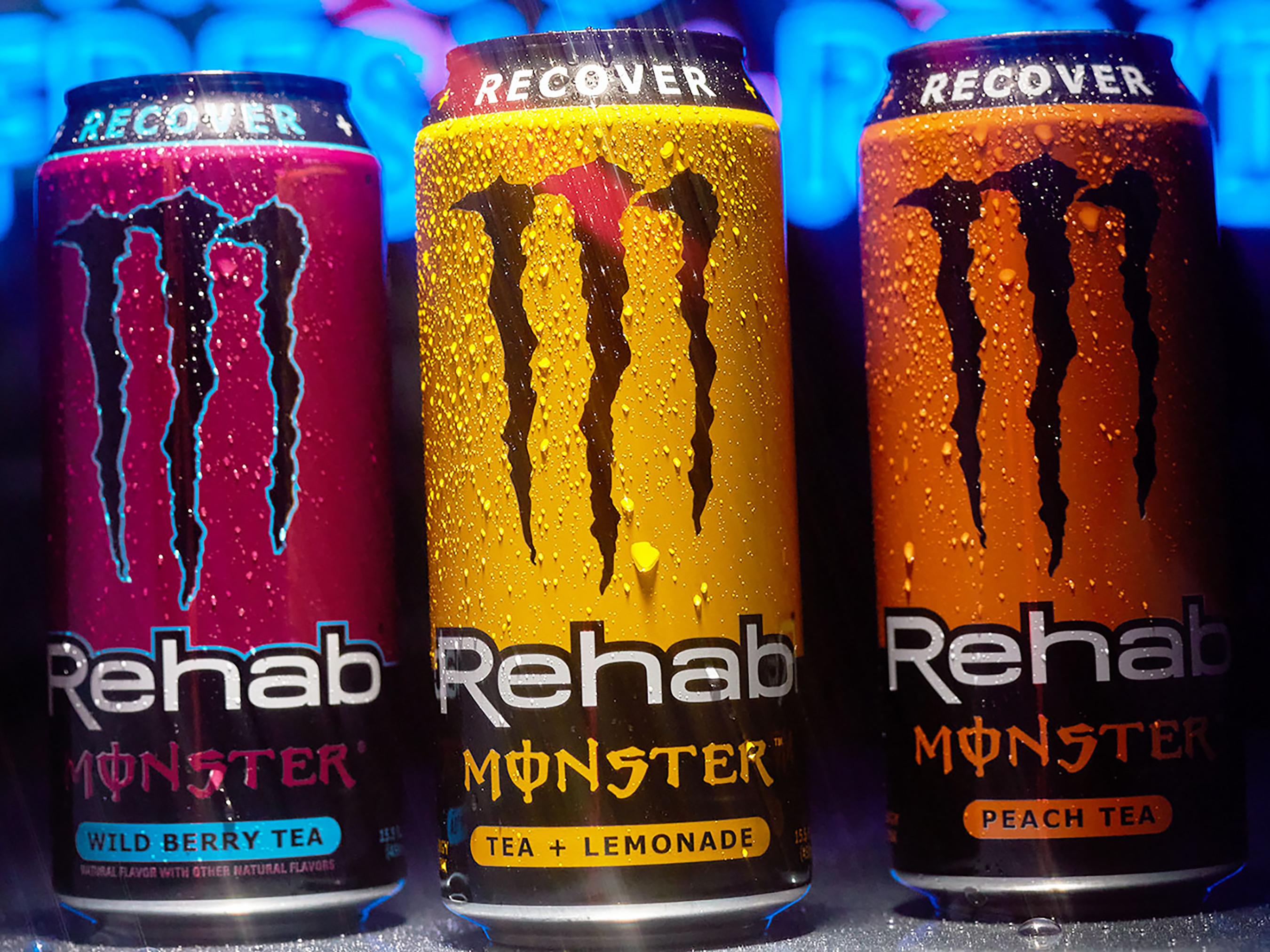 Cans of Monster beverage