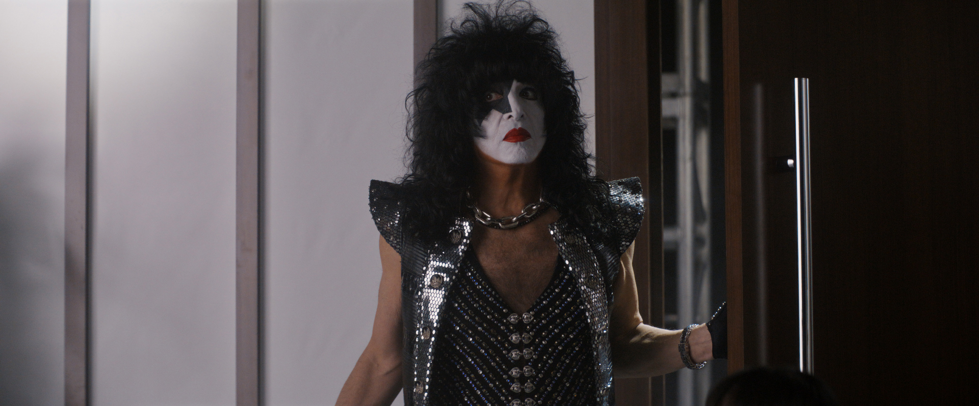 Paul Stanley bursts into the boardroom to check that his hard-earned rock star title is not being used in vain, in the new Workday Big Game commercial. Courtesy: Workday