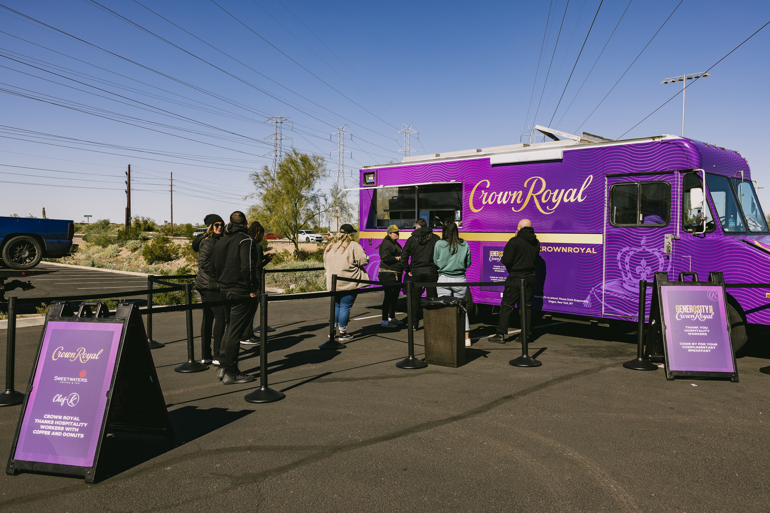 The Crown Royal Generosity Food Truck served its “Gratitude Menu,” to hospitality members, including  freshly brewed coffee and an exclusive Crown Royal-inspired purple donut.