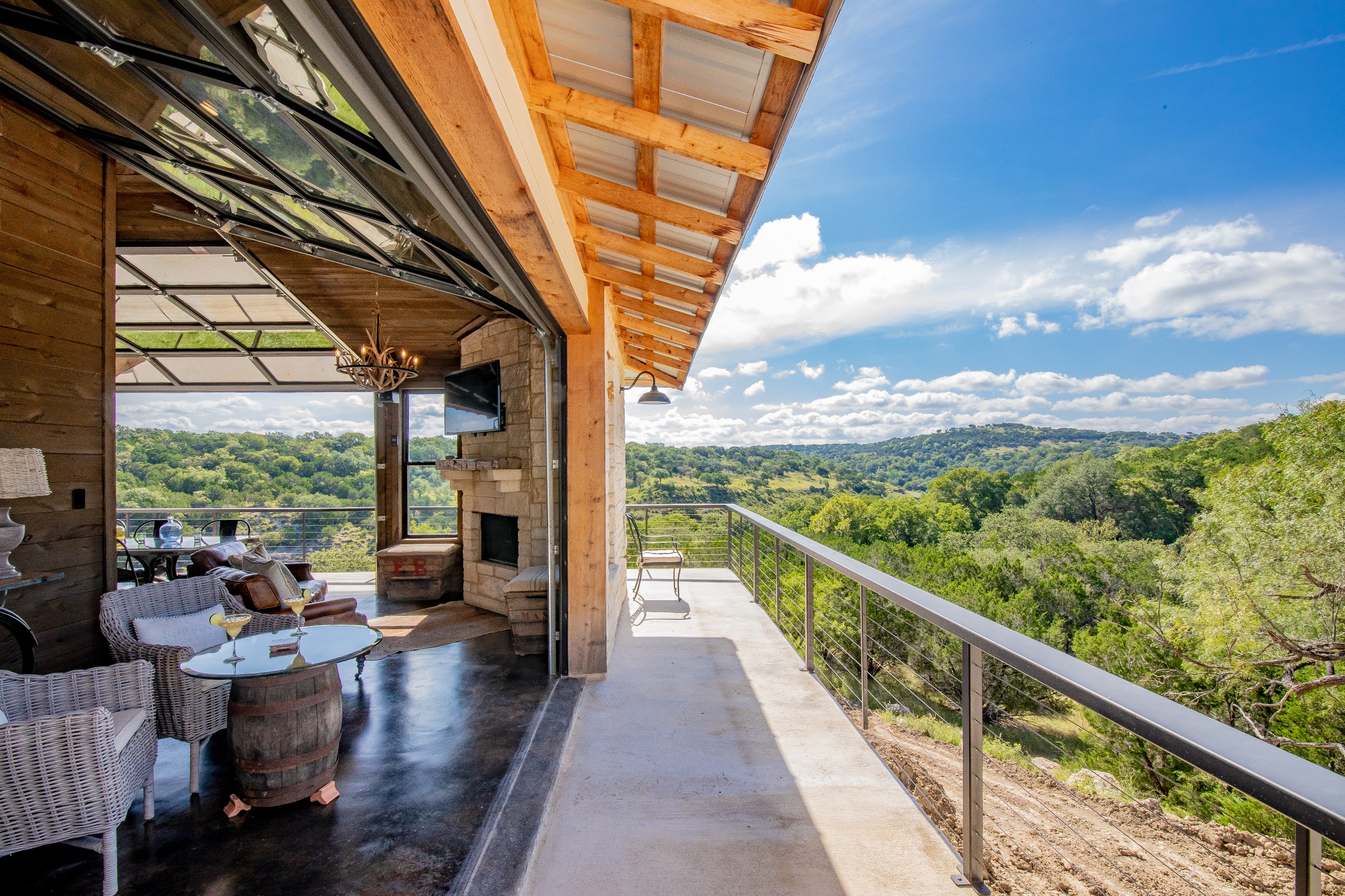 Dripping Springs, Texas – "Riverfront Hideaway" – less than an hour’s drive from Austin – offers direct river access and stunning Hill Country views from the home’s large outdoor terrace.