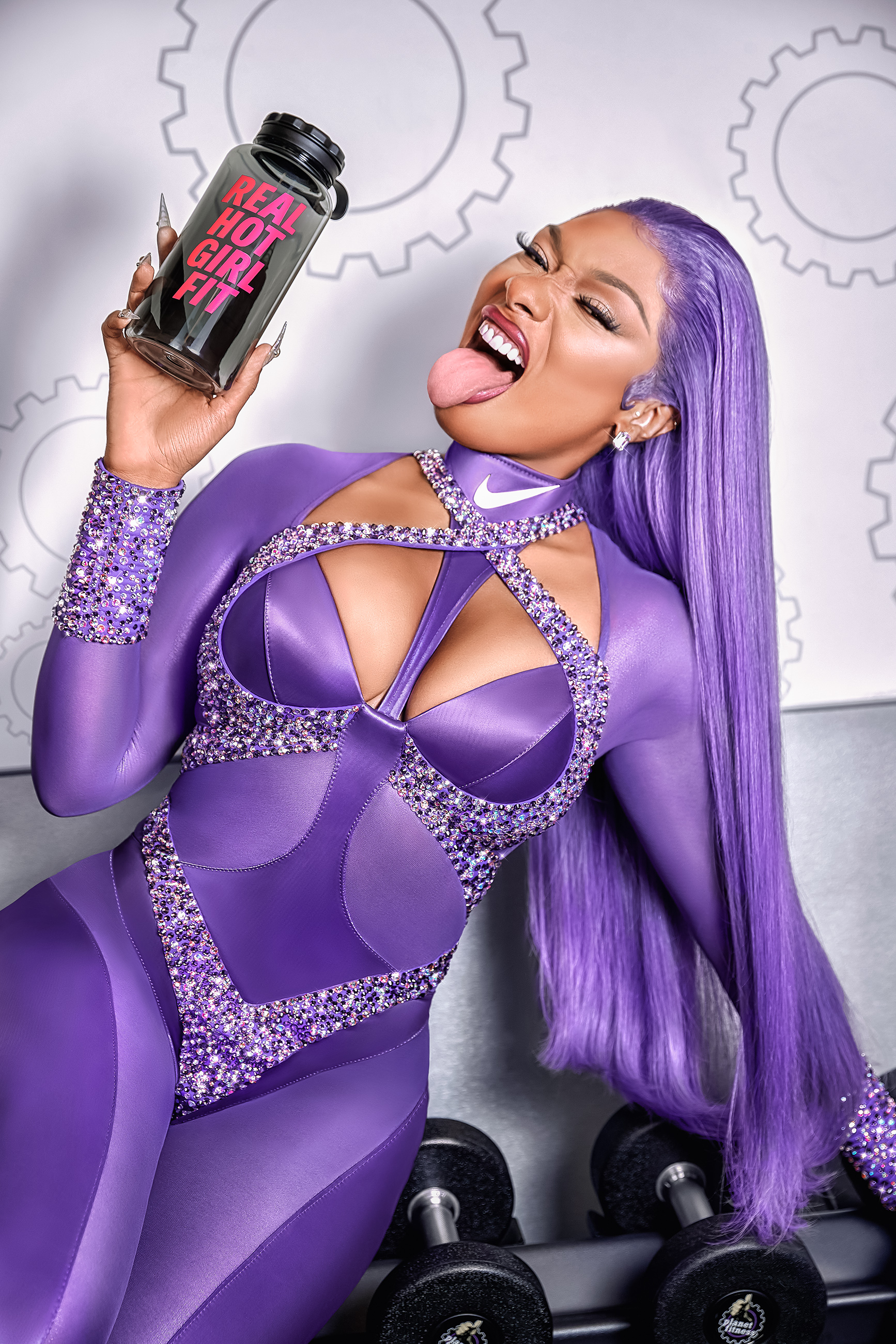 Megan Thee Stallion as Mother Fitness Posing with Planet Fitness Collab - "Real Hot Girl Fit" Water Bottle