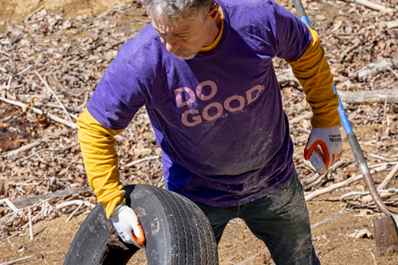 Clayton volunteers removed 45,823 pounds of garbage from Tennessee waterways in a single day, including 175 tires, two TVs, an abandoned boat and two fuel tanks.