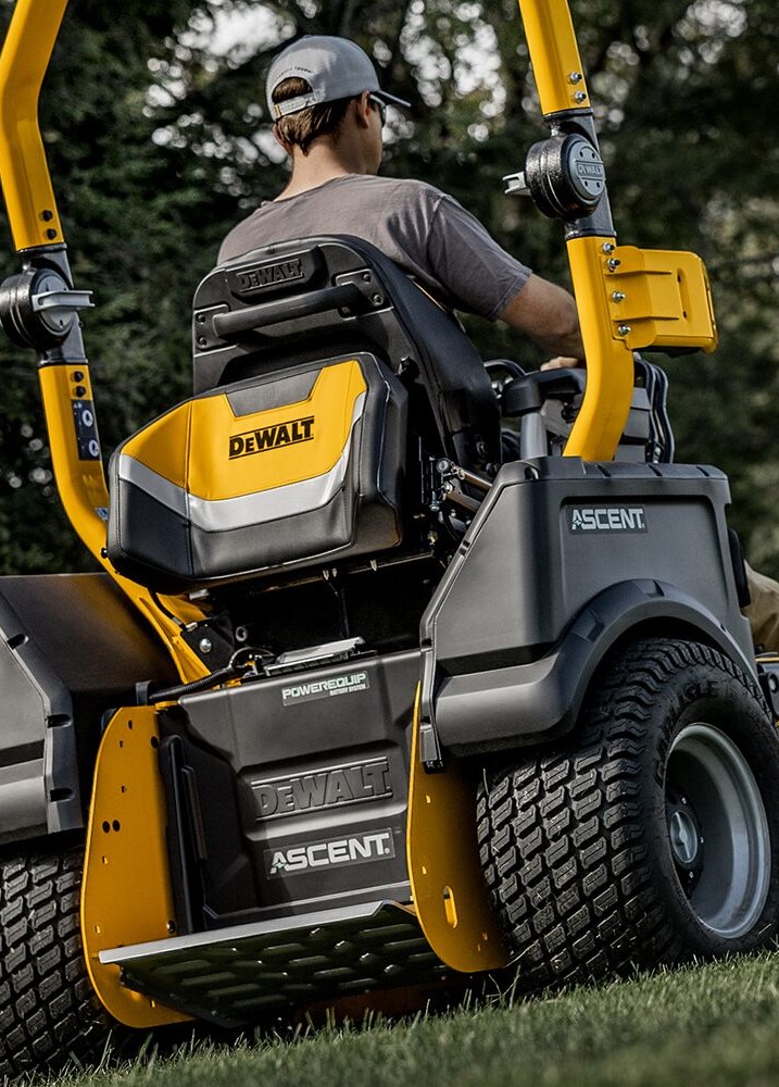 In 2023, DEWALT introduced the DEWALT® Ascent™ Series. The completely reimagined battery-powered commercial mowing platform with advanced tech solutions.