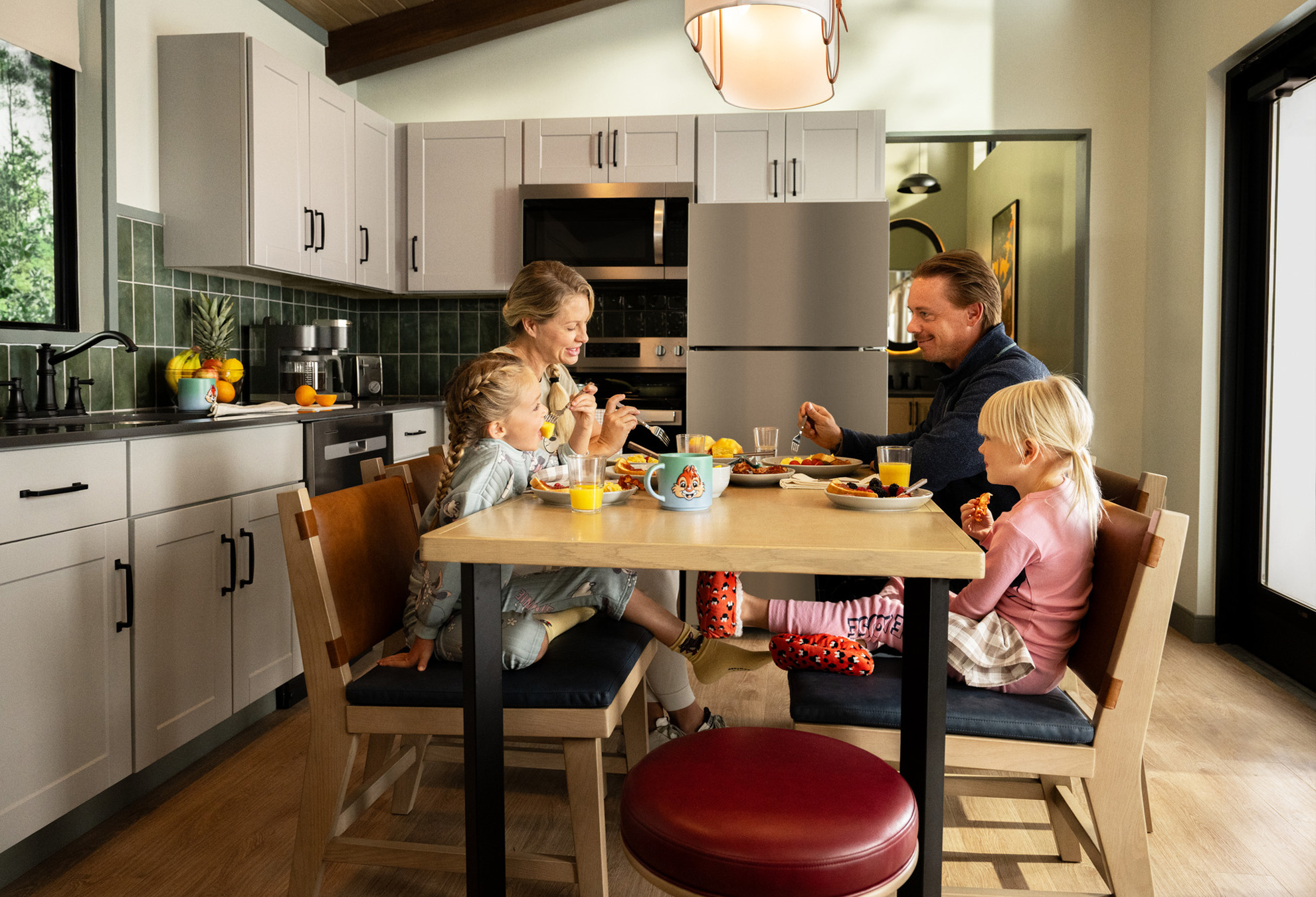 Family Eating in kitchen