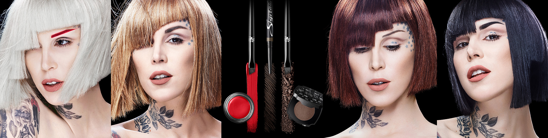 Four photos of Kat Von D