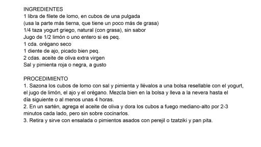 Receta de Bocados de Cerdo a la Mediterr&aacute;nea