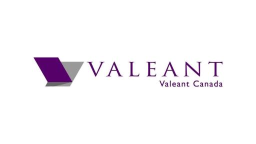 logo for valeant that is purple and gray