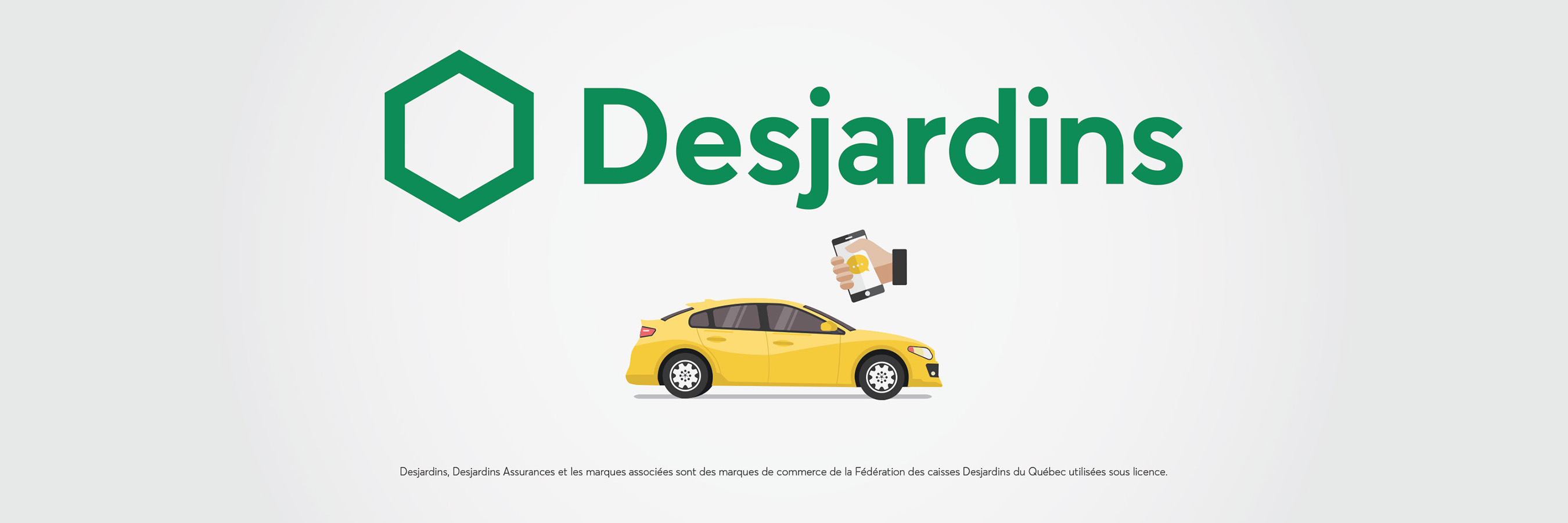 Yellow car and hand holding phone